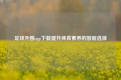 足球外围app下载提升体育素养的智能选择