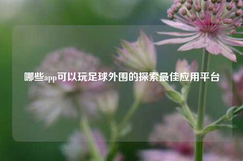 哪些app可以玩足球外围的探索最佳应用平台