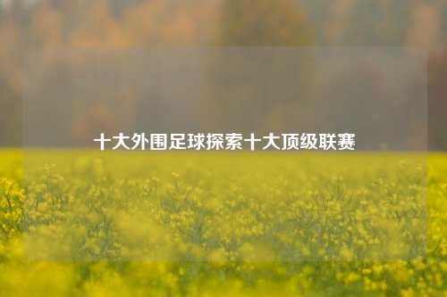 十大外围足球探索十大顶级联赛
