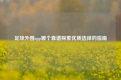 足球外围app哪个靠谱探索优质选择的指南
